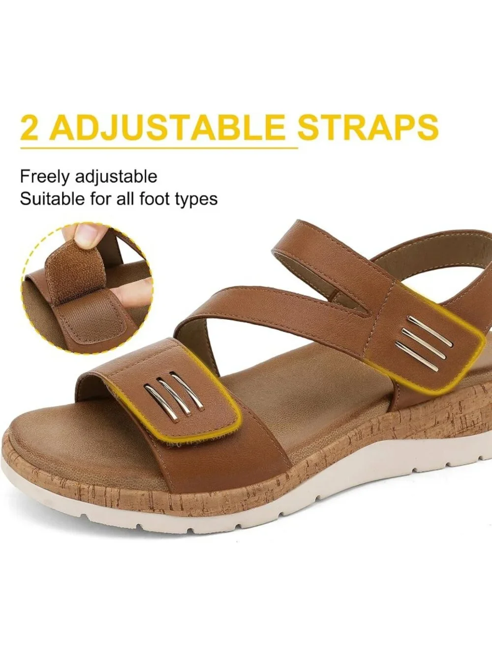 Women's Brown Summer Open Toe Adjustable Ankle Straps Comfortable Sandals